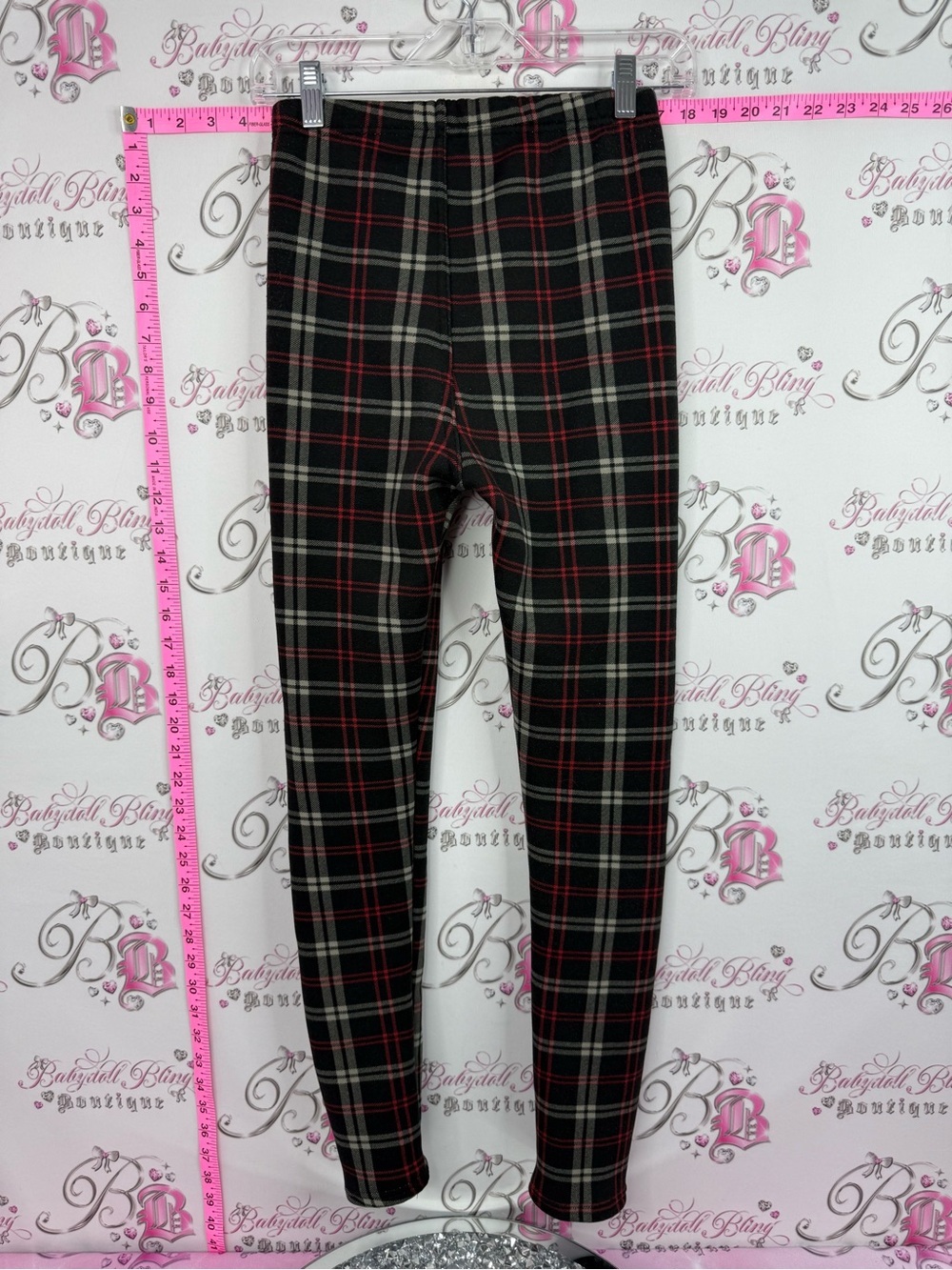 JUST COZY fleece lined pants leggings tights black red  Plush Fleece